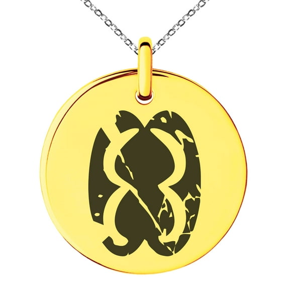 Stainless Steel Ancient Tribal Unity Rune Engraved Small Medallion Circle Charm Pendant Necklace