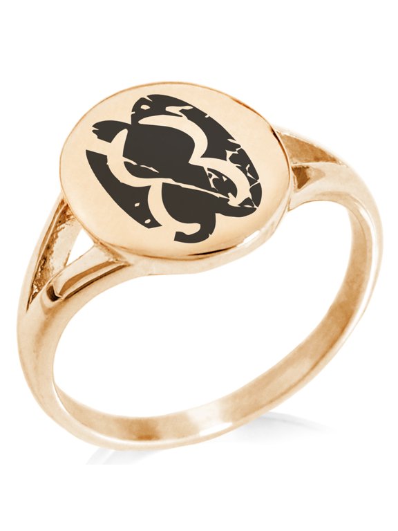 Stainless Steel Ancient Tribal Unity Rune Minimalist Oval Top Polished Statement Signet Ring