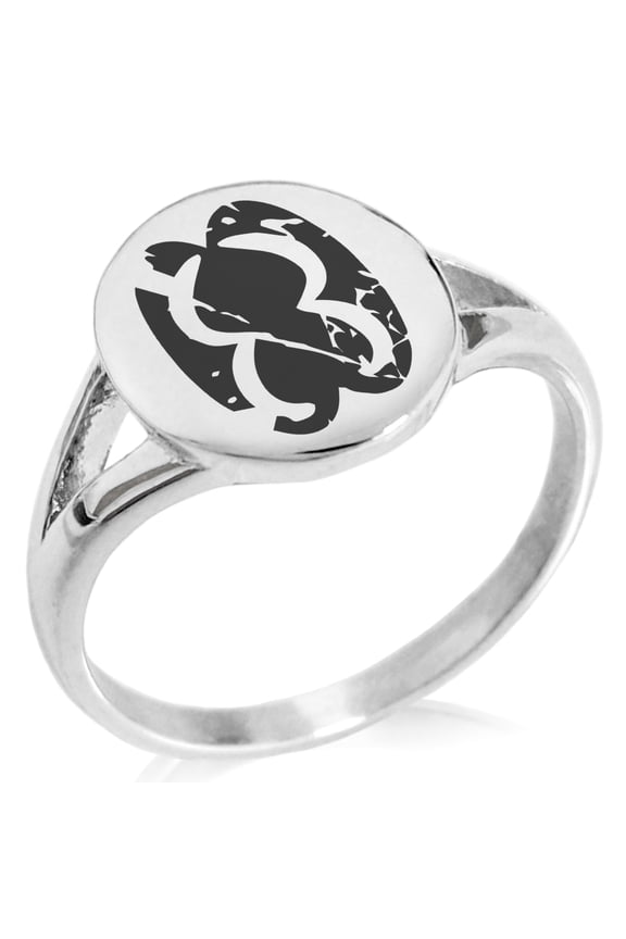 Stainless Steel Ancient Tribal Unity Rune Minimalist Oval Top Polished Statement Signet Ring