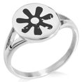 thumbnail image 1 of Stainless Steel Ancient Tribal Wisdom Rune Minimalist Oval Top Polished Statement Signet Ring, 1 of 1