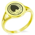 thumbnail image 1 of Stainless Steel Ando Samurai Crest Minimalist Oval Top Polished Statement Signet Ring, 1 of 1
