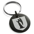 thumbnail image 1 of Stainless Steel Angel Divinity Coat of Arms Shield Engraved Small Medallion Circle Charm Keychain Keyring, 1 of 1