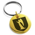 thumbnail image 1 of Stainless Steel Angel Divinity Coat of Arms Shield Engraved Small Medallion Circle Charm Keychain Keyring, 1 of 1