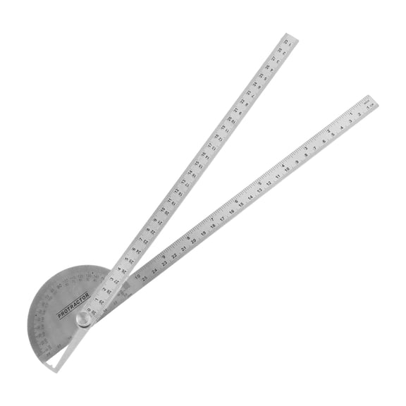 Stainless Steel Angle Protractor with Dual Arms: 0-180 Degree Gauge for Woodworking, 30cm Ruler for Machinists and Students
