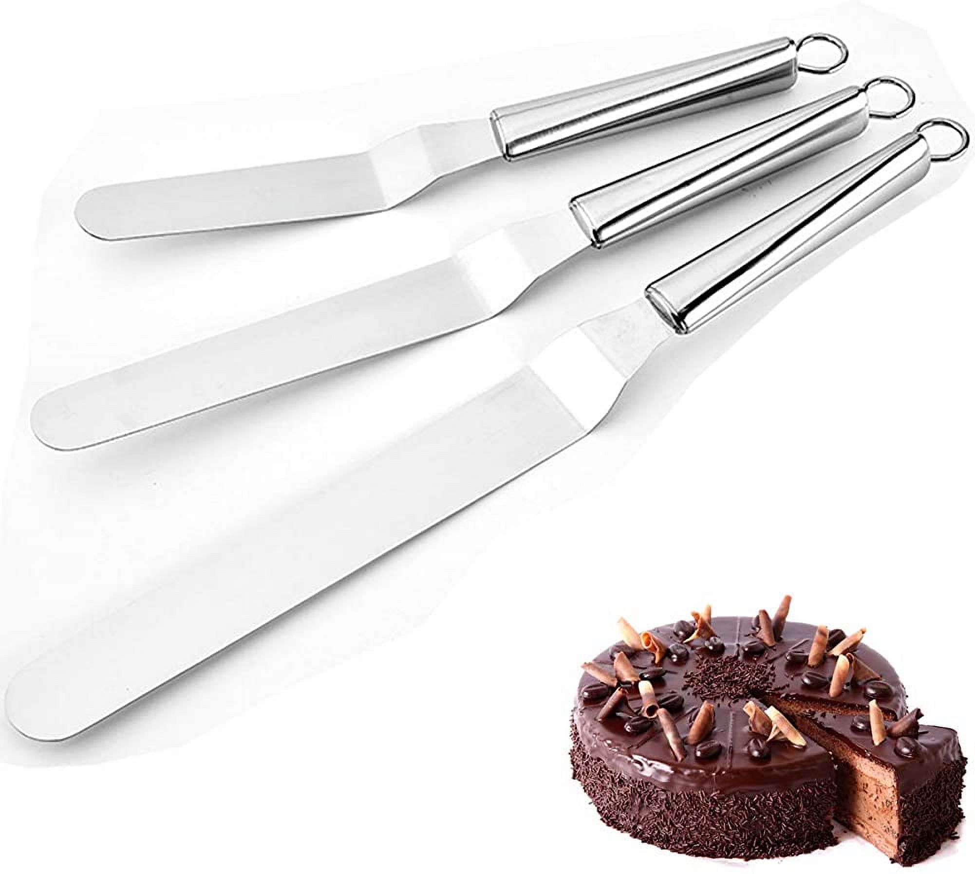 Stainless Steel Angled Icing Spatula, 3 Pcs Professional Palette Knife