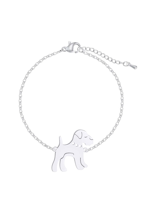 Unisex Stainless Steel Bracelet with Cute Pug Pendant Animal Zodiac Design Fashionable Jewelry Gift for Women and Men