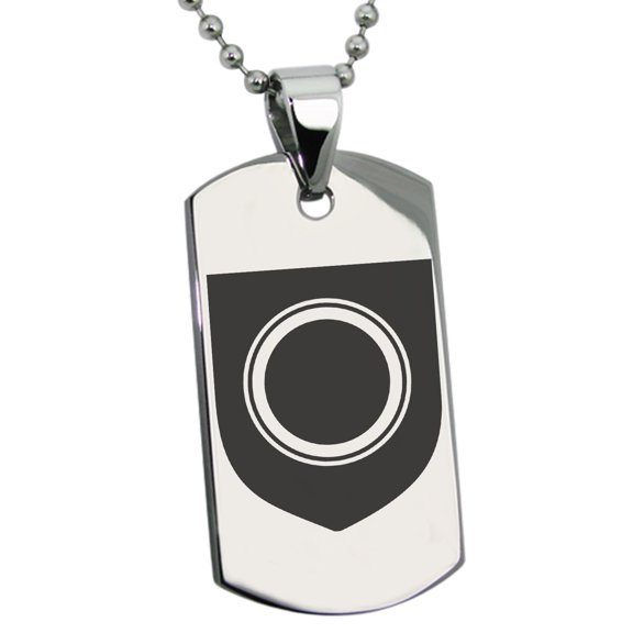 Stainless Steel Annulet Fidelity Coat of Arms Shield Engraved Dog Tag Pendant Necklace