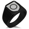 thumbnail image 1 of Tioneer Stainless Steel Annulet Fidelity Coat of Arms Shield Needle Stripe Pattern Biker Style Polished Ring, 1 of 1