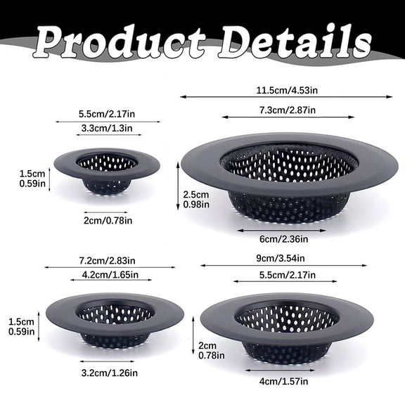 Stainless Steel Anti-Clog Drain Strainer, Durable Mesh Kitchen Filter Screen, Universal Floor Drain Catcher To Block Debris For Kitchen, Bathroom And Laundry Tub Use