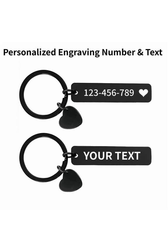 Stainless Steel Anti-Lost Keychain, Double-Sided Laser Engraving, Personal Anti-Lost Name Phone Number Keychains Drive Safe Car Keyring for Men & Women Gifts