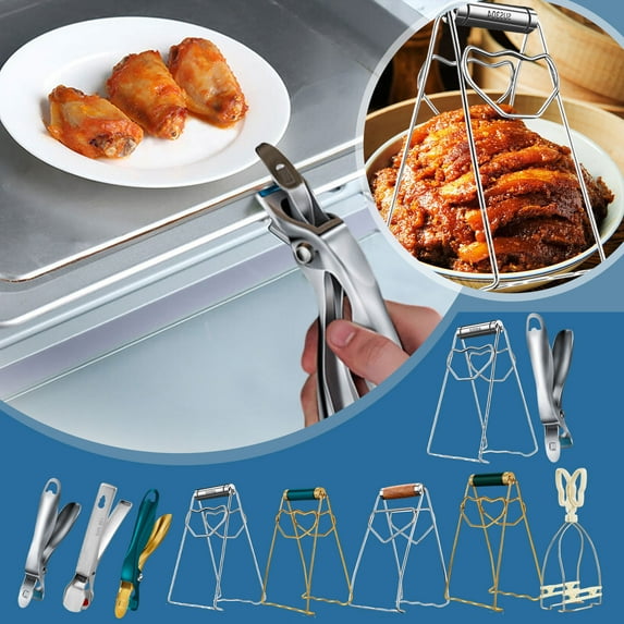 Stainless Steel Anti-Scald Clip, Heat-Resistant Plate & Bowl Lifter, Multi-Purpose Kitchen Tool, Secure Grip for Hot Dishes Pots & Baking D