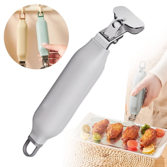 Stainless Steel Anti Scald Hot Plate Tongs With Silicone Grip Multi Function Kitchen Clip For Bowl Dish Oven Microwave,Gray,1PC
