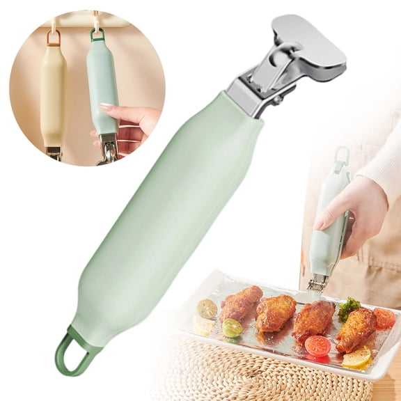 Stainless Steel Anti Scald Hot Plate Tongs With Silicone Grip Multi Function Kitchen Clip For Bowl Dish Oven Microwave,Green,1PC