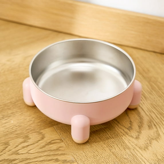 Stainless Steel Anti-Slip Pet Bowl with Double Layer Design for Cats - Large Capacity Non-Tip Elevated Food & Water Dish - Easy Clean Non-Toxic 15cm Wide (Green/White/Pink)