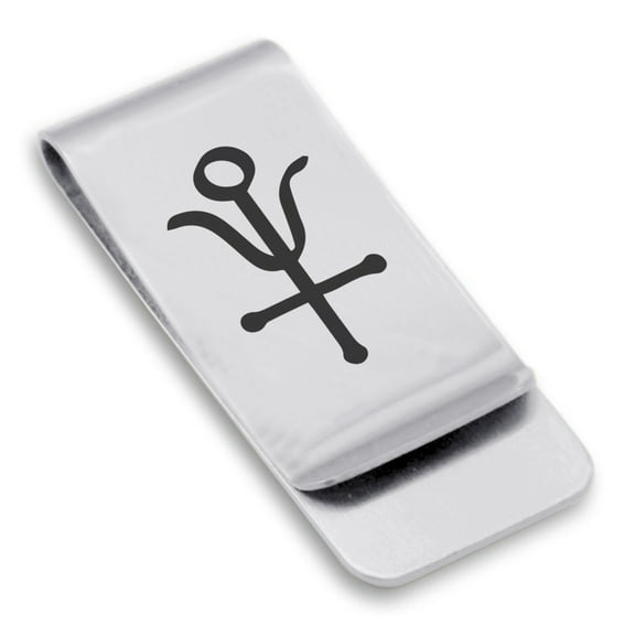 Stainless Steel Antimony Alchemy Symbol Classic Slim Money Clip Credit Card Holder