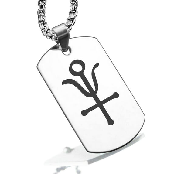 Stainless Steel Antimony Alchemy Symbol Dog Tag Pendant Necklace