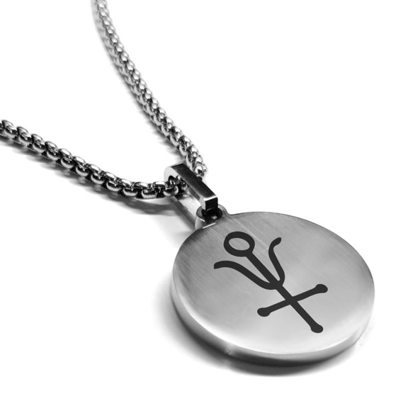 Stainless Steel Antimony Alchemy Symbol Round Medallion Pendant Necklace