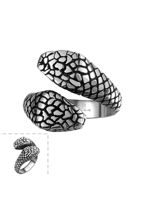 Stainless Steel Antique Gothic Biker Tribal Ring Black Men'S Unisex Snake B187