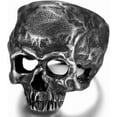 thumbnail image 1 of Stainless Steel Antique Retro Style Skull Death Gothic Punk Biker Halloween Party Ring, 1 of 4