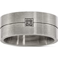 thumbnail image 1 of Stainless Steel Antiqued And Brushed .03Ct Black Diamond 10mm Flat Band (Size 11.5) Made In China sr413-11.5, 1 of 5