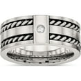 thumbnail image 1 of Stainless Steel Antiqued And Brushed With Cz Twisted 9mm Flat Band (Size 13.5) Made In China sr533-13.5, 1 of 5