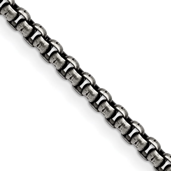 Stainless Steel Antiqued And Polished 3.9mm Rounded Box Chain (18 X 3.9) Made In China srn1893-18