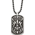 thumbnail image 1 of Stainless Steel Antiqued And Polished Black Ip Fleur De Lis Dog Tag Necklac Made In China srn877-24, 1 of 6