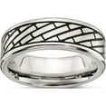 thumbnail image 1 of Stainless Steel Antiqued And Polished Brick Pattern 7.5mm Band (Size 11.5) Made In China sr660-11.5, 1 of 6