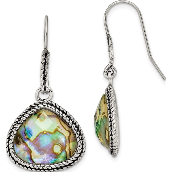 Stainless Steel Antiqued And Polished Imitation Abalone Dangle Earrings Made In China sre769