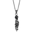 thumbnail image 1 of Finest Gold Stainless Steel Antiqued & Polished Black CZ Skull Necklace, 1 of 2