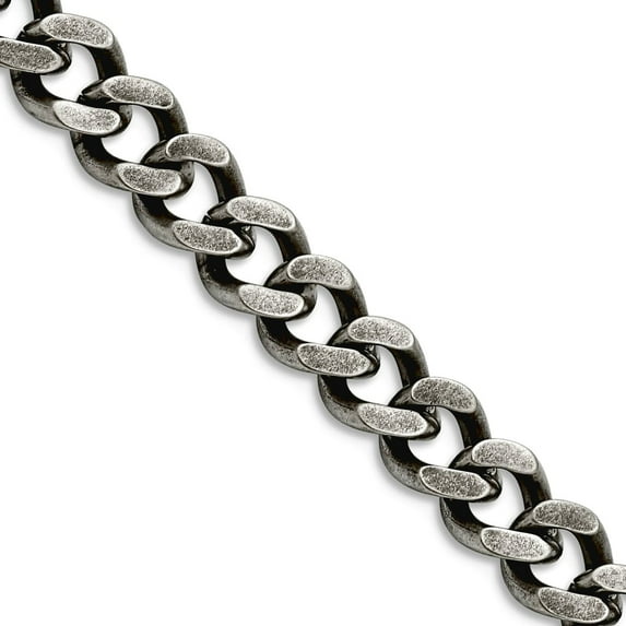 Stainless Steel Antiqued Fancy Lobster Closure 7.50mm Oxidized Curb Chain Necklace 24 Inch Chain Necklace for Women and
