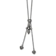 thumbnail image 1 of Stainless Steel Antiqued Polished CZ Adjustable up to 29.5in Necklace, 1 of 4