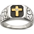 thumbnail image 1 of Stainless Steel Antiqued & Polished Yellow Ip-Plated With Crystal Cross Ring (Size 12) Made In China sr635-12, 1 of 5