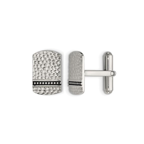 Stainless Steel Antiqued Polished and Hammered Cufflinks