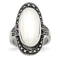 thumbnail image 1 of Stainless Steel Antiqued & White Cat's Eye Size 8 Ring, 1 of 7