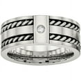 thumbnail image 1 of Stainless Steel Antiqued and Brushed with CZ Twisted 9.00mm Band, 1 of 8