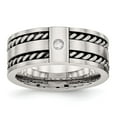 thumbnail image 1 of Stainless Steel Antiqued and Brushed with CZ Twisted 9.00mm Band, 1 of 8
