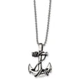 thumbnail image 1 of Stainless Steel Antiqued and Polished Anchor Necklace - 22 Inch - Measures 24.88mm Wide, 1 of 2