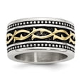 thumbnail image 1 of Stainless Steel Antiqued and Yellow IP-plated 13.25mm Ring Size: 12; for Adults and Teens; for Women and Men, 1 of 6
