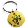 thumbnail image 1 of Stainless Steel Antiue Fleur De Lis Engraved Small Medallion Circle Charm Keychain Keyring, 1 of 1