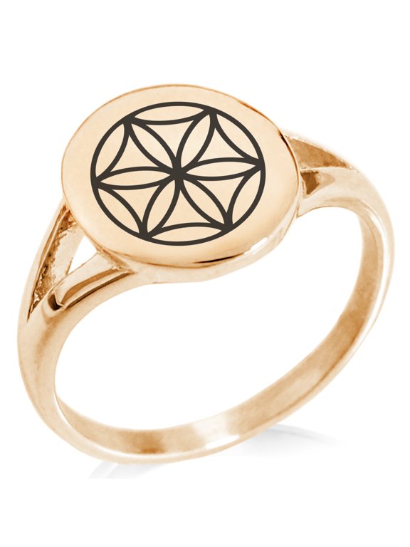 Stainless Steel Aphrodite Greek Goddess of Love Minimalist Oval Top Polished Statement Signet Ring