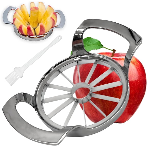 Stainless Steel Apple Slicer and Corer - Sturdy and Sharp slicesUpgraded 12-Blade Extra Large Apple Cutter & Heavy Duty Divider for Vegetables & Fruits up to 4 Inch Apples Slicing Core Remover Tool