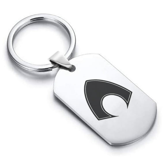 Stainless Steel Aquaman Dog Tag Keychain Circle Ring