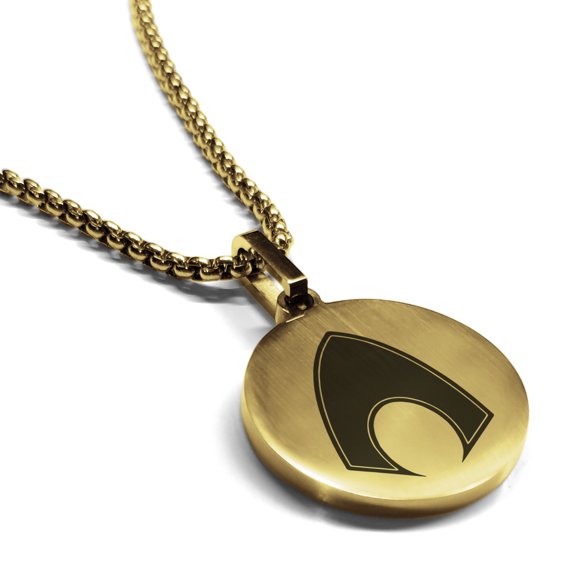 Stainless Steel Aquaman Round Medallion Pendant Necklace