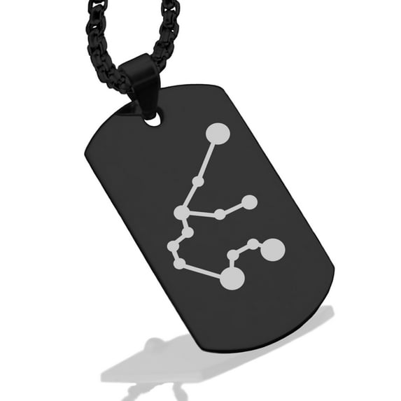 Stainless Steel Aquarius (Water Bearer) Astrology Constellation Dog Tag Pendant Necklace