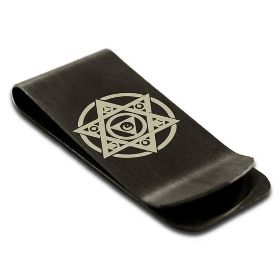 Stainless Steel Arcanism Magic Rune Engraved Money Clip Credit Card Holder