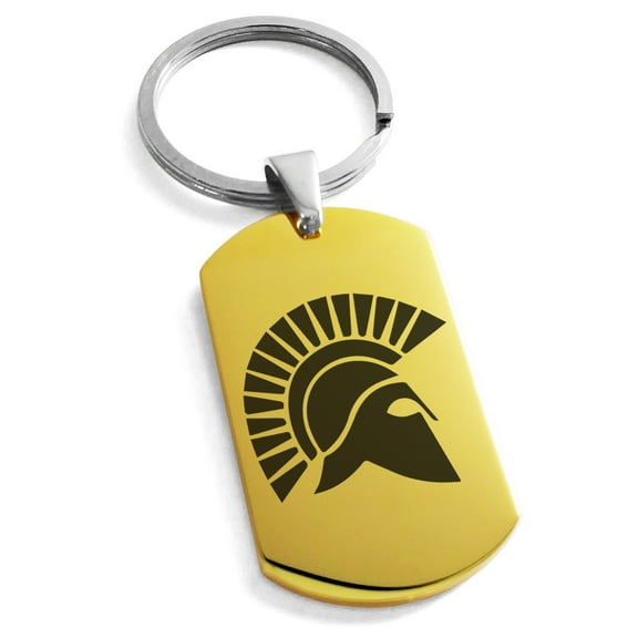 Tioneer Stainless Steel Ares Greek God of War Engraved Dog Tag Keychain Keyring