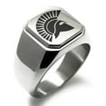thumbnail image 1 of Tioneer Stainless Steel Ares Greek God of War Engraved Square Flat Top Biker Style Polished Signet Ring, 1 of 1
