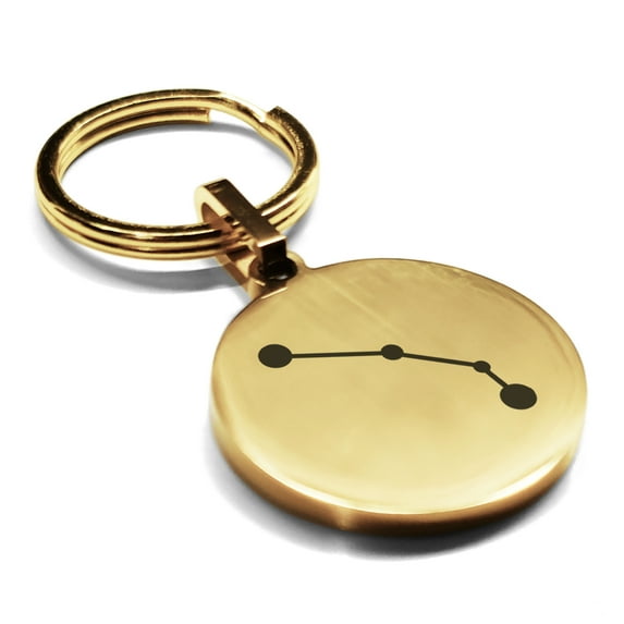 Stainless Steel Aries (Ram) Astrology Constellation Round Medallion Keychain Circle Ring