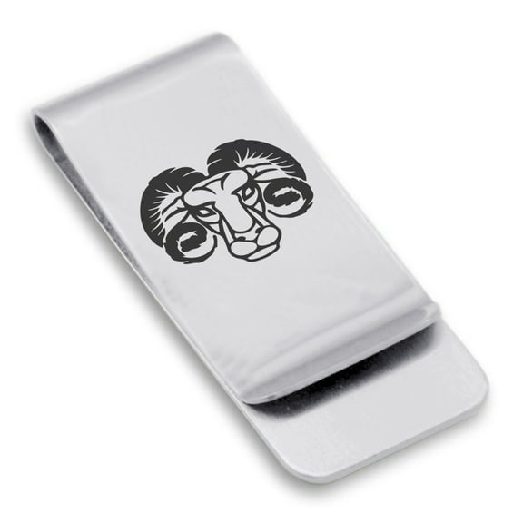 Stainless Steel Aries Zodiac (Ram) Classic Slim Money Clip Credit Card Holder
